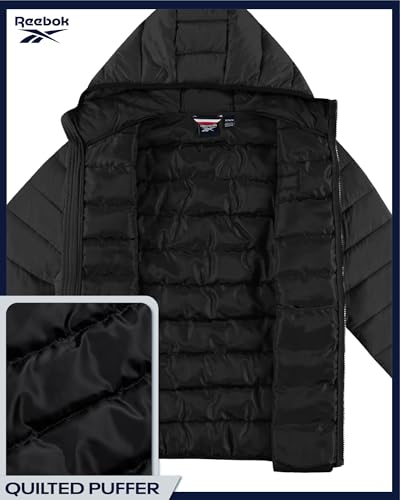 Reebok Men's Jacket – Lightweight Hooded Quilted Puffer Coat – Warm Insulated Winter Jacket for Men (S-4X), Size Large, Charcoal - Image 4