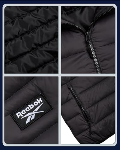 Reebok Men's Jacket – Lightweight Hooded Quilted Puffer Coat – Warm Insulated Winter Jacket for Men (S-4X), Size Large, Charcoal - Image 3