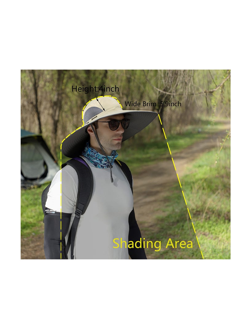 Excefore Men Wide Brim Sun Hats UPF50+ Waterproof Breathable Bucket Hat for Fishing, Hiking, Camping - Image 2
