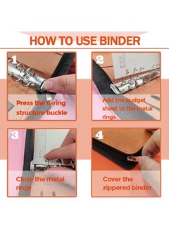 ISank A6 Notebook Budget Planner Portfolio Folder Zipper Money Organizer with Cash Envelopes and Calculator  - Image 4