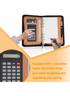 ISank A6 Notebook Budget Planner Portfolio Folder Zipper Money Organizer with Cash Envelopes and Calculator  - Image 3