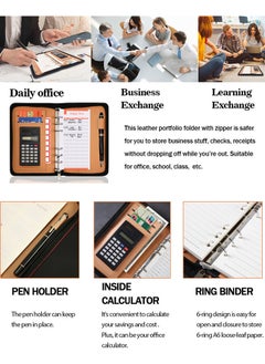 ISank A6 Notebook Budget Planner Portfolio Folder Zipper Money Organizer with Cash Envelopes and Calculator  - Image 5