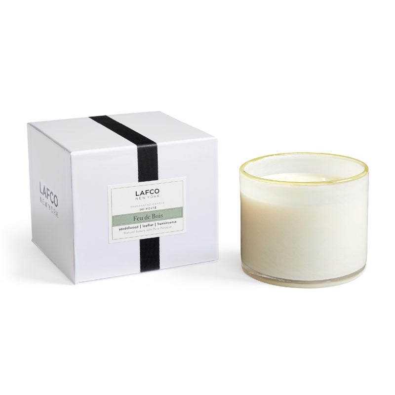 لافكو نيو يورك Lafco New York 3 -Wick Candle Feu de Bois - 30 أوقية - وقت حرق 120 ساعة - وعاء زجاجي قابل لإعادة الاستخدام - مصنوع في الولايات المتحدة الأمريكية  - Image 1