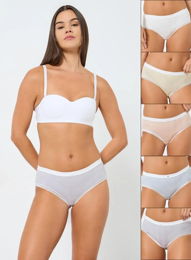 ستايلي مجموعة من 5 سراويل داخلية هيبستر مع ربطة فيونكة
