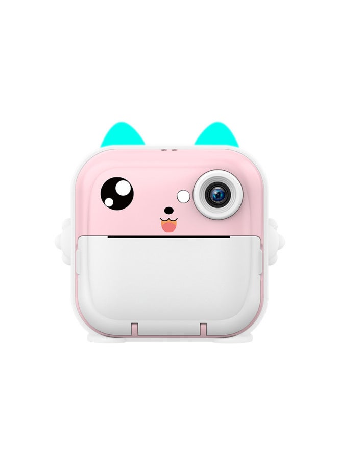 Generic Children's Mini Cartoon Digital Camera High Definition Printing Instant Camera Toy Gift For Kids Compact Size Portable-Color:Chinese Version Pink Standard  - Image 1
