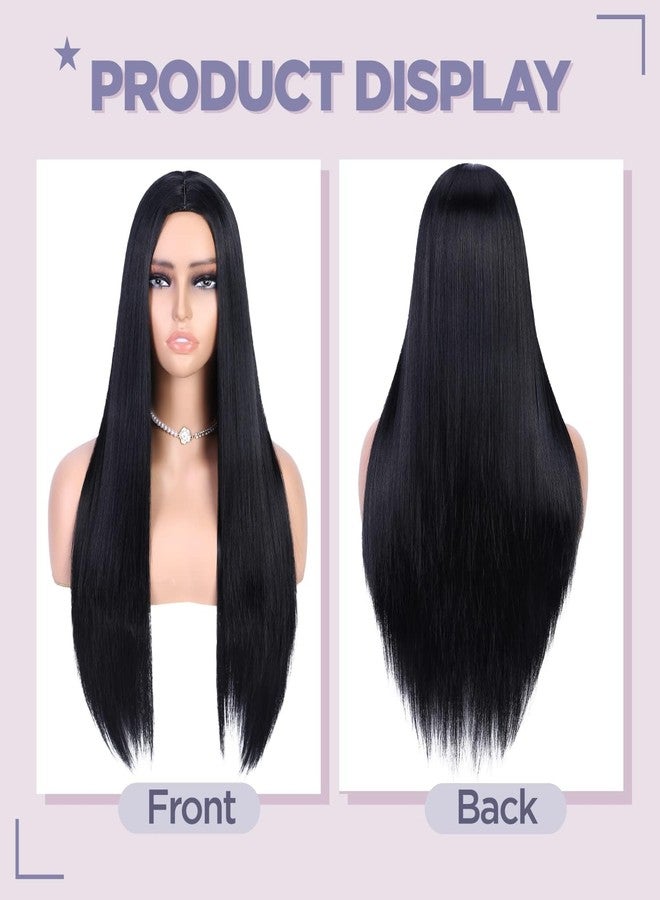 Akashkrishna Long Straight Synthetic Hair Wig for Women | Heat-Resistant Centre Part Wig | Cosplay, Fashion & Alopecia Chemo Wigs | Includes Wig Cap & Comb - Image 5