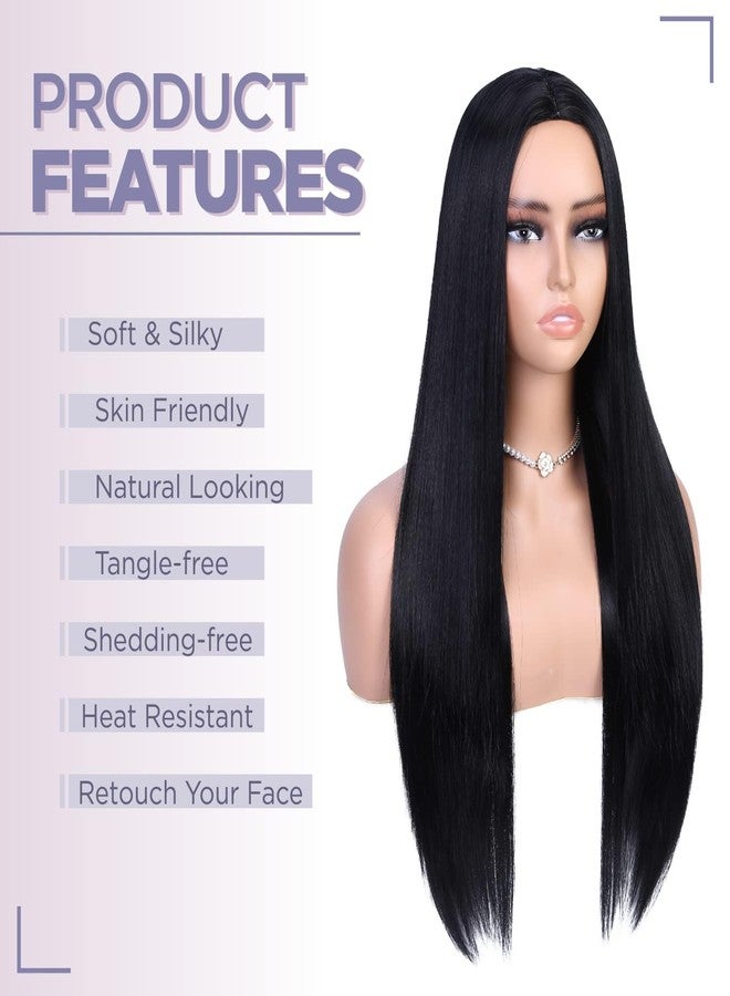 Akashkrishna Long Straight Synthetic Hair Wig for Women | Heat-Resistant Centre Part Wig | Cosplay, Fashion & Alopecia Chemo Wigs | Includes Wig Cap & Comb - Image 2