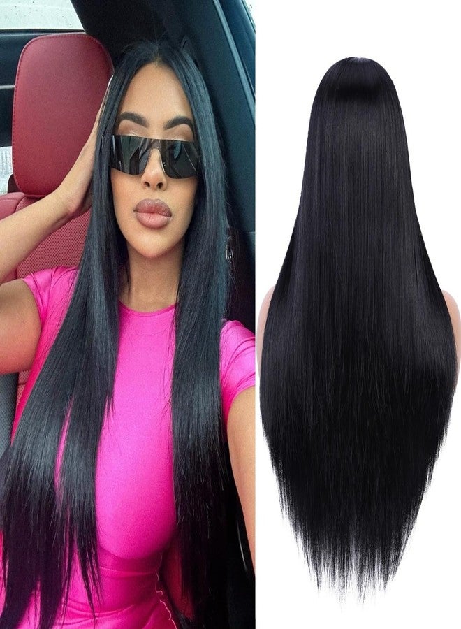 Akashkrishna Long Straight Synthetic Hair Wig for Women | Heat-Resistant Centre Part Wig | Cosplay, Fashion & Alopecia Chemo Wigs | Includes Wig Cap & Comb - Image 4