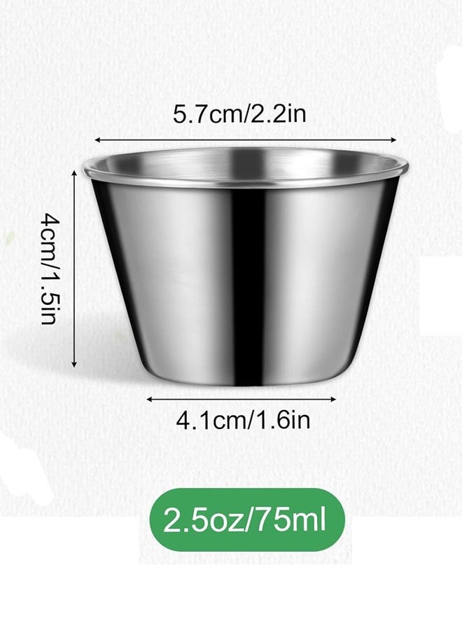12 Pack 2.5 oz Stainless Steel Dipping Sauce Cups with Stackable Design, Reusable Metal Ramekins, Commercial Grade Condiment Bowls, Individual Portion Cups, Small Round Cup for Home, Restaurant, Fit Meal Prep - Image 4