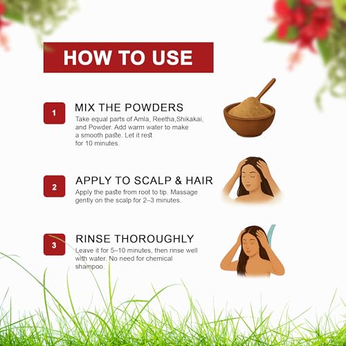 BrijBooti Reetha,Amla And Shikakai Powder Combo Pack For Hair Care(300 Gr)|3-In-1 Natural Hair Cleanser For Hair Fall Prevention| Natural,No Chemical,No Preservative|Paraben Free|Ready To Use. - Image 4