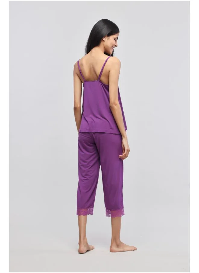 نسيسير Dreamy Purple Lace Capri Set