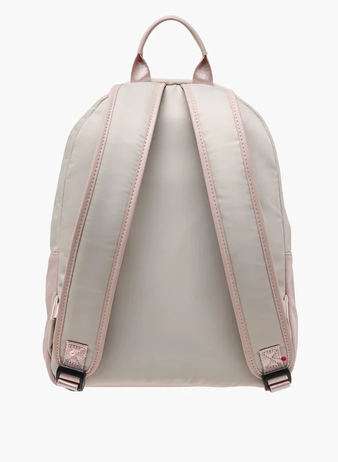 لي كوبر Women Logo Print Backpack with Adjustable Straps and Zip Closure