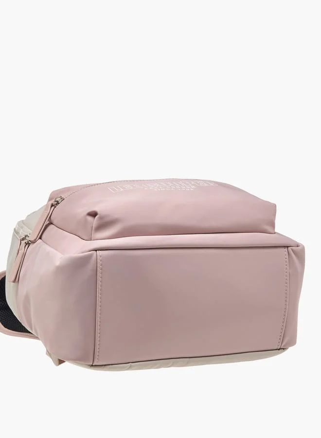 لي كوبر Women Logo Print Backpack with Adjustable Straps and Zip Closure