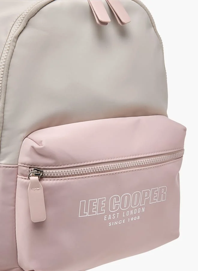 لي كوبر Women Logo Print Backpack with Adjustable Straps and Zip Closure