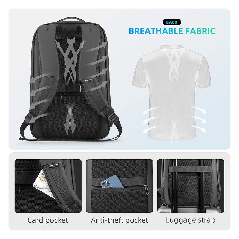 MARK RYDEN حقيبة ظهر نحيفة للكمبيوتر المحمول من مارك رايدن للرجال، حقيبة تقنية عالية مع غلاف مقاوم للخدوش ومنفذ شحن USB، حقيبة عمل مقاومة للماء مثالية للعمل والتنقل واليومي - Image 4