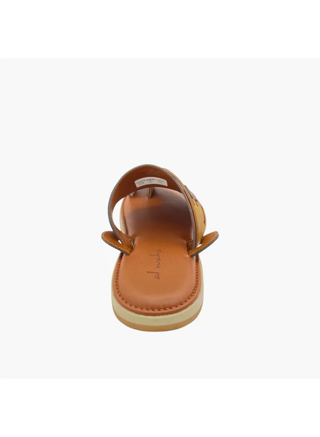 الواحة Men's Embroidered Slip-On Arabic Sandals with Toe Loop