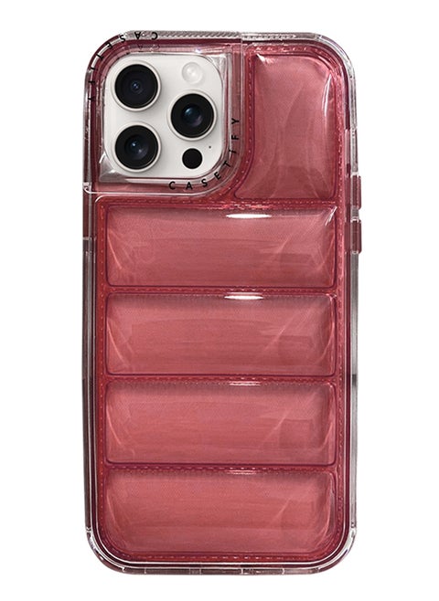 Iphone 14 Pro Max colorful tpu pc multi protective Case, With Triple Layer Colorful PC Clear Surface Puffer TPU Drop Proof Smart Phone Case for iPhone 14 Pro Max - Red