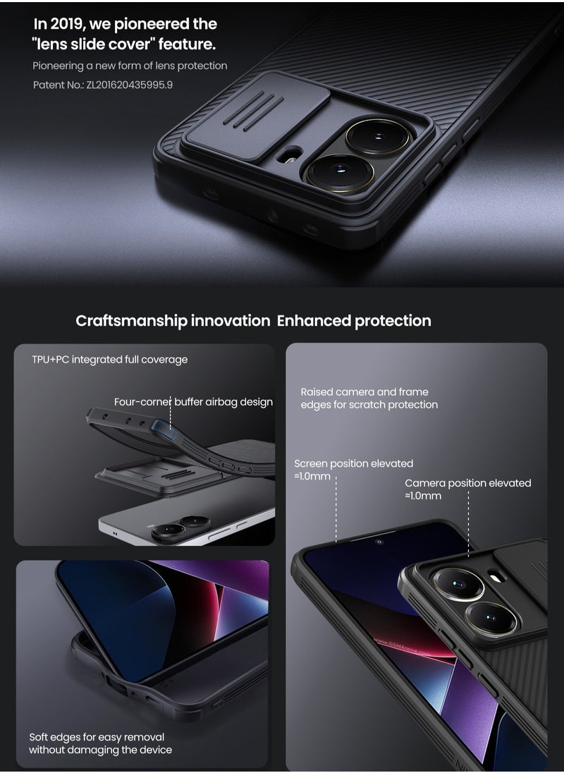 ماركة غير محددة - لجراب Xiaomi POCO X7 Pro، غطاء منزلق لحماية عدسة الكاميرا، واقي صدمات من مادة TPU+PC، غطاء هاتف محمول مقاوم لبصمات الأصابع، نحيف ومتين لحماية مثالية. - Image 1