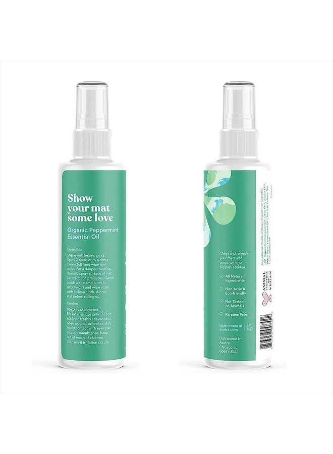 Asutra رذاذ منظف حصيرة اليوغا (نعناع منشط)، 4 أونصات سائلة - بدون بقايا زلقة، زيوت أساسية عضوية، تنظيف عميق لمعدات اللياقة البدنية ومعدات الصالة الرياضية، منشفة ميكروفايبر متضمنة - Image 3