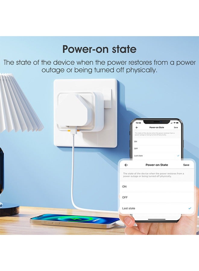 Mini Wifi Smart Plug  3500W , UK Portable  Wall Plug Adapter for Home, Office, Kitchen, White 2.2x2.2x2.16 inch - Image 4