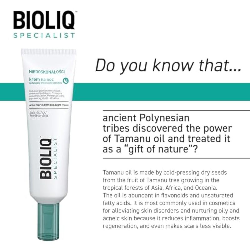 Bioliq - Specialist Acne Marks Removal Night Cream - with Salicylic Acid, Mandelic Acid, and Tamanu Oil, Reduces Scars and Discoloration - 30 ml - Image 2