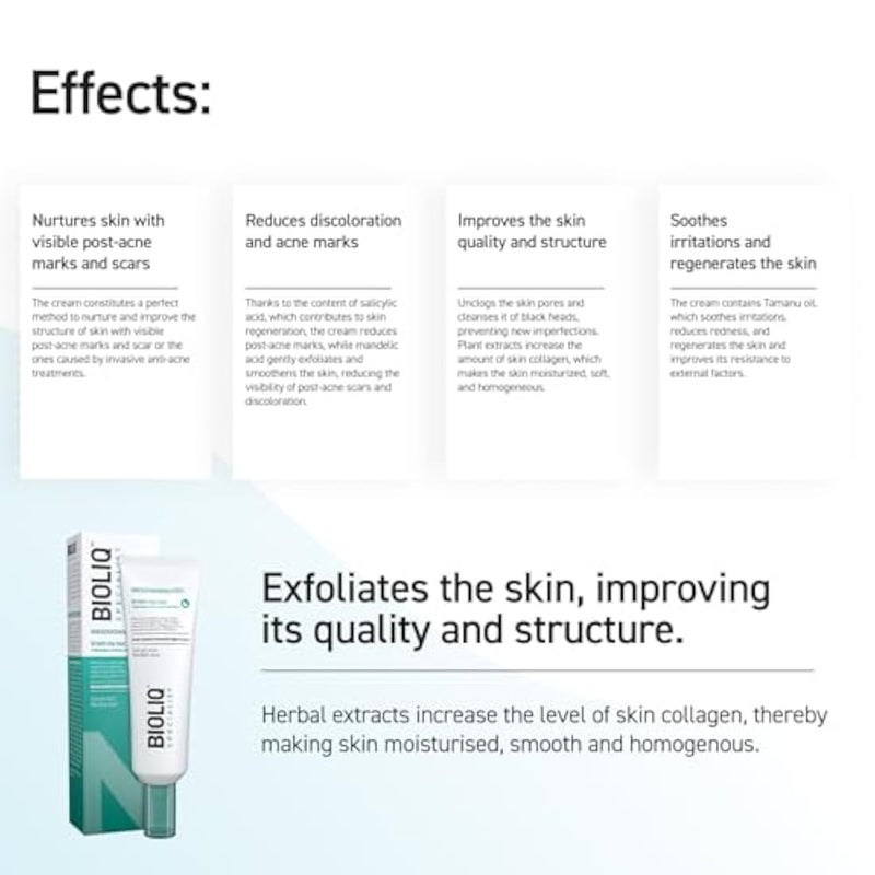 Bioliq - Specialist Acne Marks Removal Night Cream - with Salicylic Acid, Mandelic Acid, and Tamanu Oil, Reduces Scars and Discoloration - 30 ml - Image 4