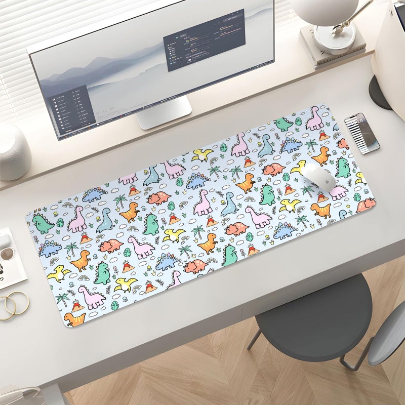 Stanoha Mousepad Desk Mat Gaming Large Keyboard Cute Office Desktop Computer Laptop Dinosaur XXL Long Giant Big Kawaii Aesthetic Girly Pretty Design Women Girl Gamer Oversized Wide 30x12'' Mousepad - Image 5