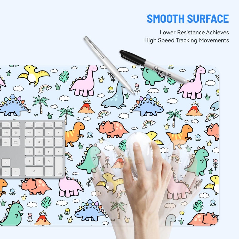 Stanoha Mousepad Desk Mat Gaming Large Keyboard Cute Office Desktop Computer Laptop Dinosaur XXL Long Giant Big Kawaii Aesthetic Girly Pretty Design Women Girl Gamer Oversized Wide 30x12'' Mousepad - Image 3