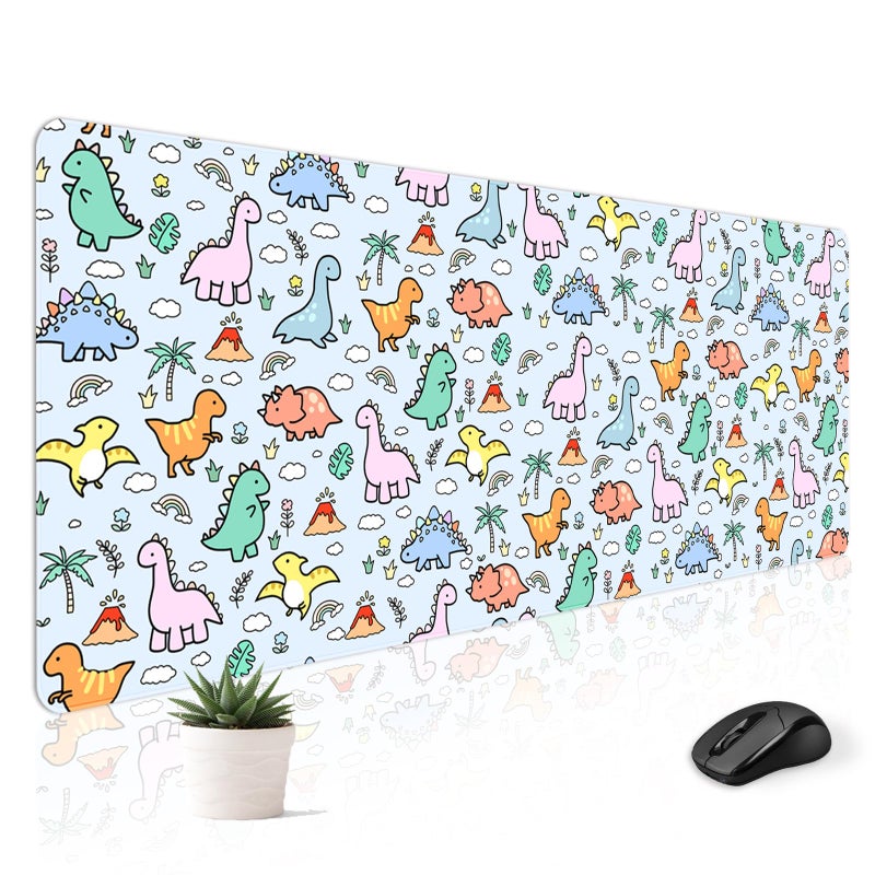 Stanoha Mousepad Desk Mat Gaming Large Keyboard Cute Office Desktop Computer Laptop Dinosaur XXL Long Giant Big Kawaii Aesthetic Girly Pretty Design Women Girl Gamer Oversized Wide 30x12'' Mousepad - Image 1