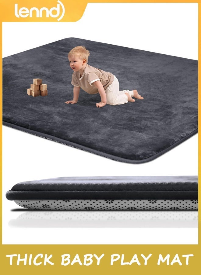 LENND Large Thick Baby Play Mat for Floor,Padded Foam 200CM*150CM Playpen Mat, Soft Support&Plush Feel Nursery Rug,Non Slip for Toddler,Infants,Kids Play,Yoga,Baby Crawling,Tummy Time (Dark Grey) - Image 1