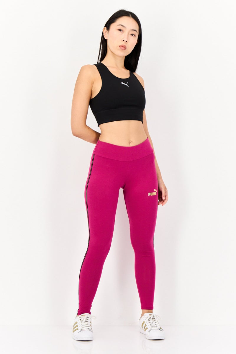 PUMA Women Tight Fit Brand Logo Training Leggings, Magenta - Image 4