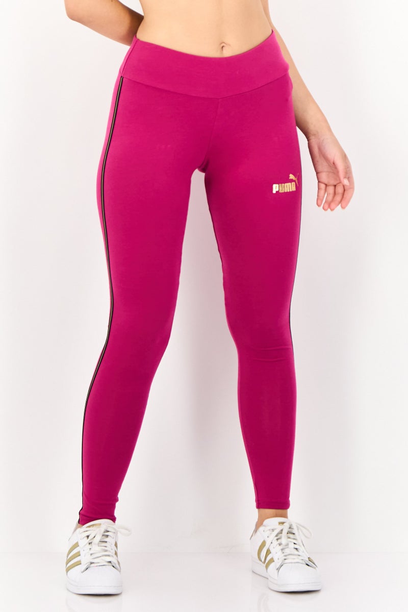 PUMA Women Tight Fit Brand Logo Training Leggings, Magenta - Image 1