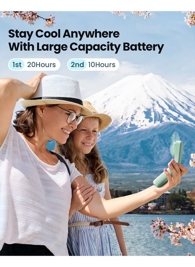 تخيل مروحة صغيرة محمولة، مروحة يد 3 في 1، بطارية 1500 مللي أمبير تعمل لمدة 14-21 ساعة، مروحة قابلة للطي عبر USB، مروحة شخصية هادئة مع بنك طاقة، سفر للنساء في الهواء الطلق - Image 3