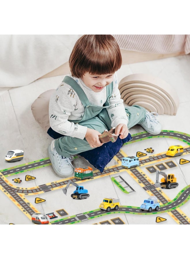 SYOSI Road Tape for Toy Cars, Road Tapes for Kids, Self-Stick Car Track with Traffic Signs, Wall and Floor Decorative Stickers for Kids' Classroom, Bedroom, Living Room Home Playroom Decor (2 Pack) - Image 5