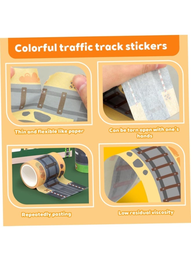 SYOSI Road Tape for Toy Cars, Road Tapes for Kids, Self-Stick Car Track with Traffic Signs, Wall and Floor Decorative Stickers for Kids' Classroom, Bedroom, Living Room Home Playroom Decor (2 Pack) - Image 3