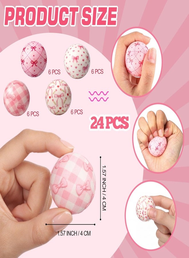 Arrowbash 24 Pcs Pink Stress Balls Pink Bow Mini Stress Balls Gift for Girl Women Squeeze Stresses Relief Ball Sensory Relief Toys for Coworker Employee Appreciation Gift Goodie Bag Stuffer 1.57" - Image 2