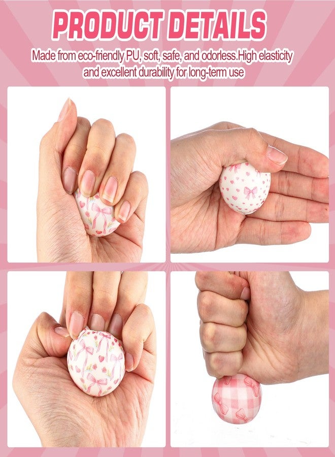 Arrowbash 24 Pcs Pink Stress Balls Pink Bow Mini Stress Balls Gift for Girl Women Squeeze Stresses Relief Ball Sensory Relief Toys for Coworker Employee Appreciation Gift Goodie Bag Stuffer 1.57" - Image 3