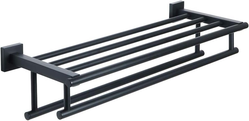Alise Towel Rack,Large Towel Holder Towel Shelf with Double Towel Bars for Bathroom Lavatory,SUS 304 Stainless Steel Wall Mount Towel Hanger,Matte Black,20 Inch - Image 1