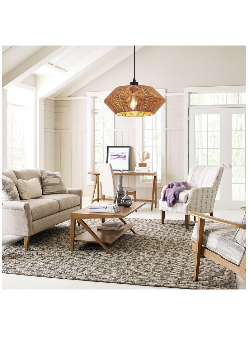 RATSAW Woven Pendant Lights Chandeliers Rustic Rattan Hanging Lamp Adjustable Handwoven Basket Shade Boho Pendant Light Fixtures for Kitchen Island Dining Room Bedroom Farmhouse Hallway 32 CM - Image 4