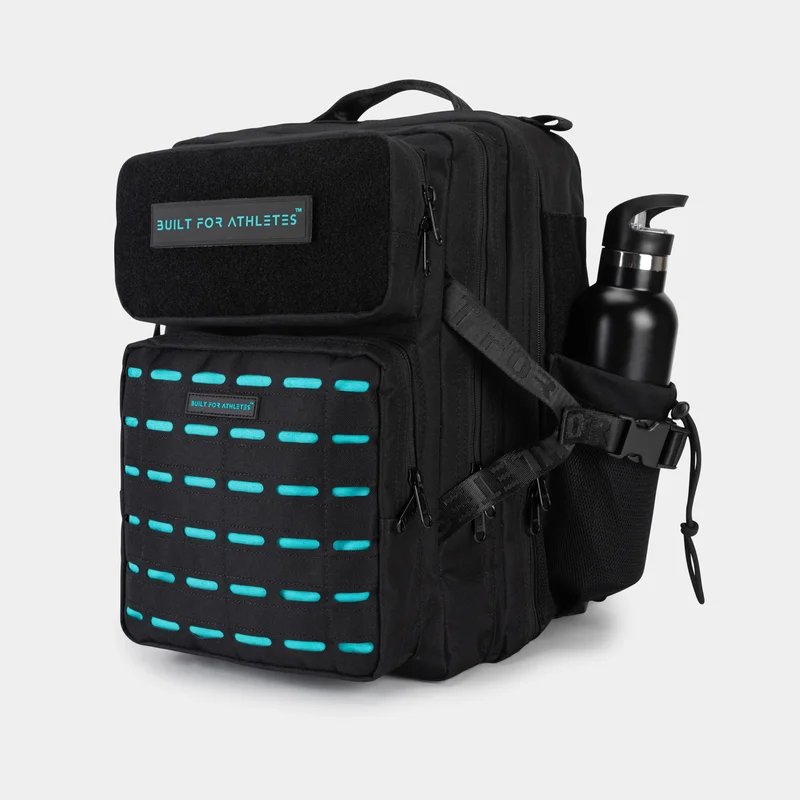 Built for Athletes LARGE GYM BACKPACK BUILT FOR ATHLETES BLACK & AQUA