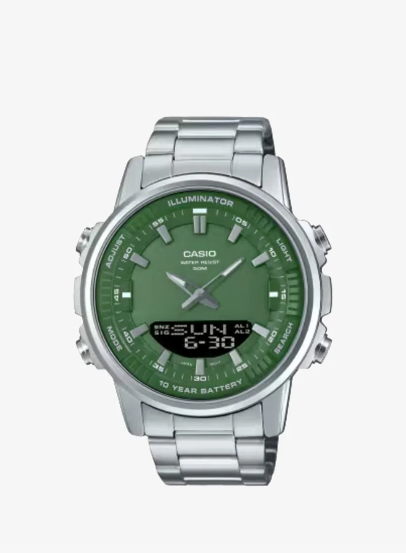 CASIO Men's Stainless Steel Analog-Digital Watch AMW-880D-3AVDF - 47 mm