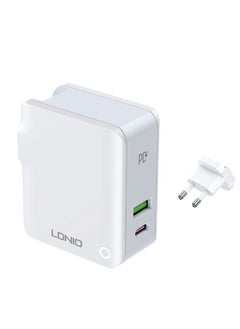 LDNIO A4403C Fast Charger EU Plug Dual Port (Type-C & USB) 32W With ...