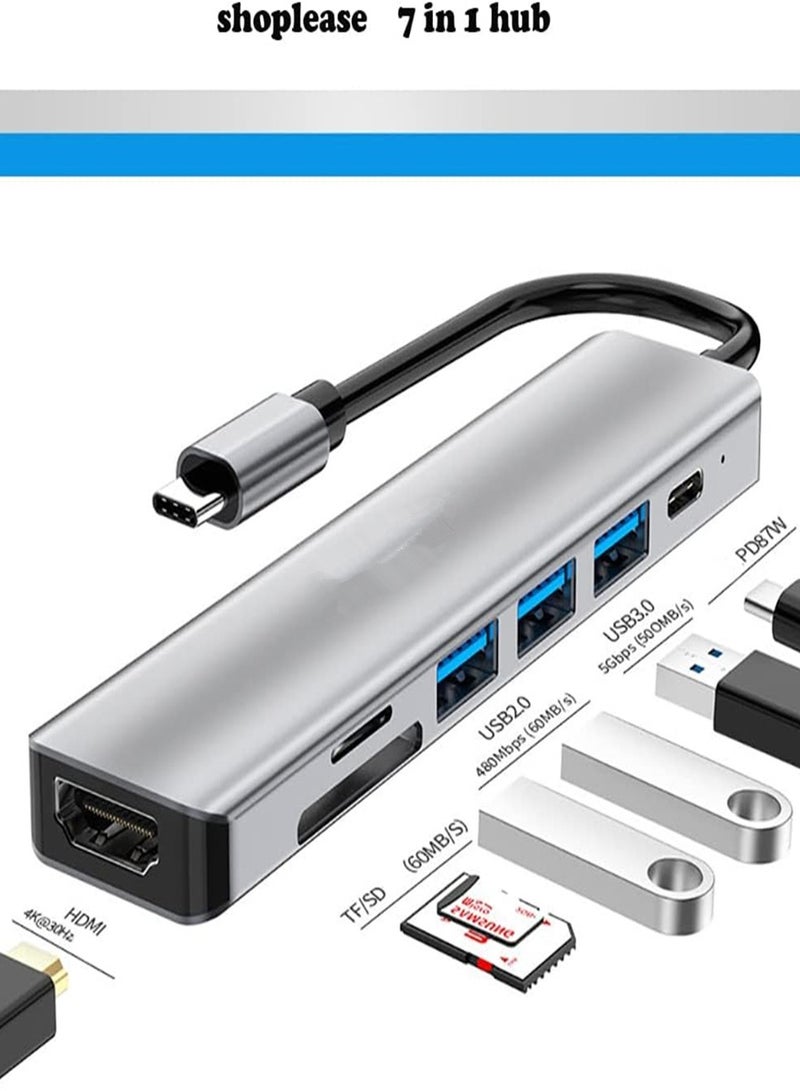 USB Hub with 100W PD Port,7-in-1 Type C Hub with 4K HDMI Adapter, 1 USB 3.0 Ports  2USB 2.0 Ports   , SD/TF Card Reader, USB C Multiport Docking Station for MacBook Pro, Chromebook, XPS, and USB C d - Image 3