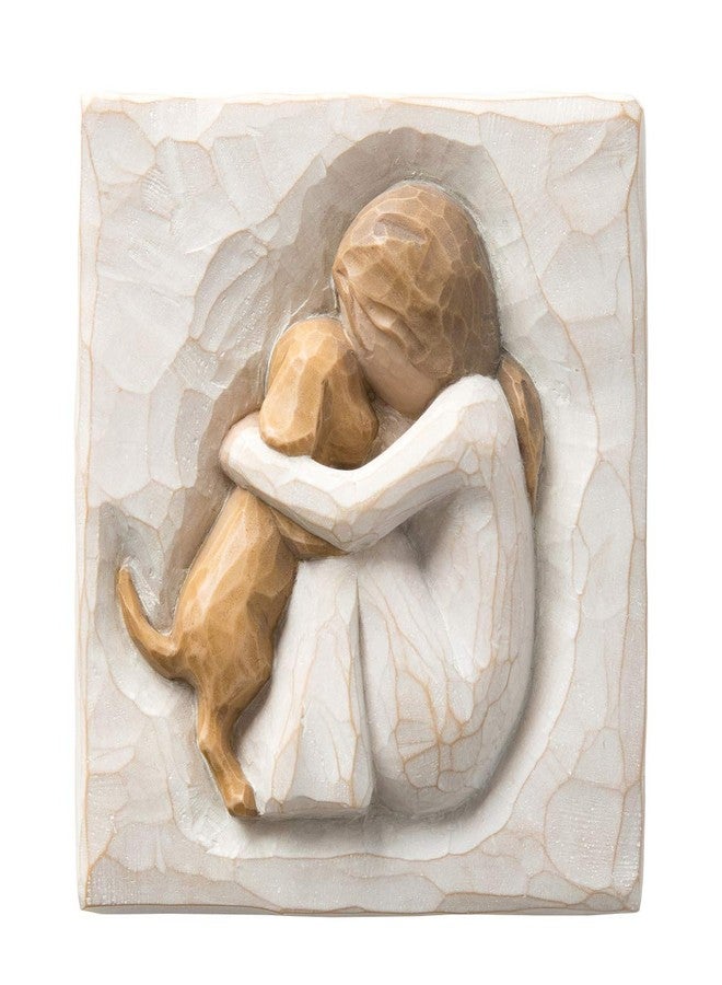 Willow Tree True, Truly a Friend, an Expression of Friendship and Love of Dogs in Carved Bas-Relief, Sculpted Hand-Painted Plaque - Image 1
