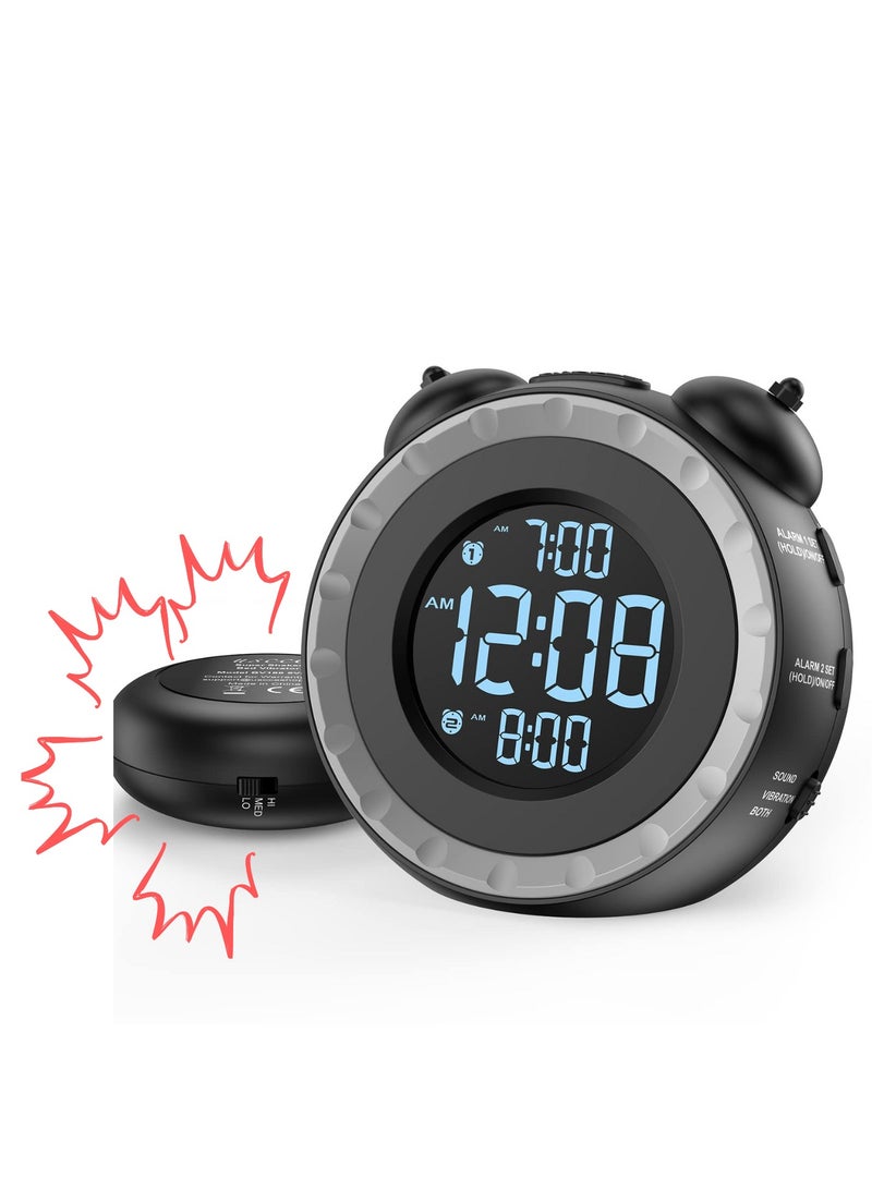 Hayat Comfort Loud Dual Alarm Clock with Bed Shaker - 0-100% Dimmer, Vibrating Alarm Clock for Heavy Sleepers or Hearing Impaired, Easy to Set, USB Charging Port, Snooze, Battery Backup - Image 1