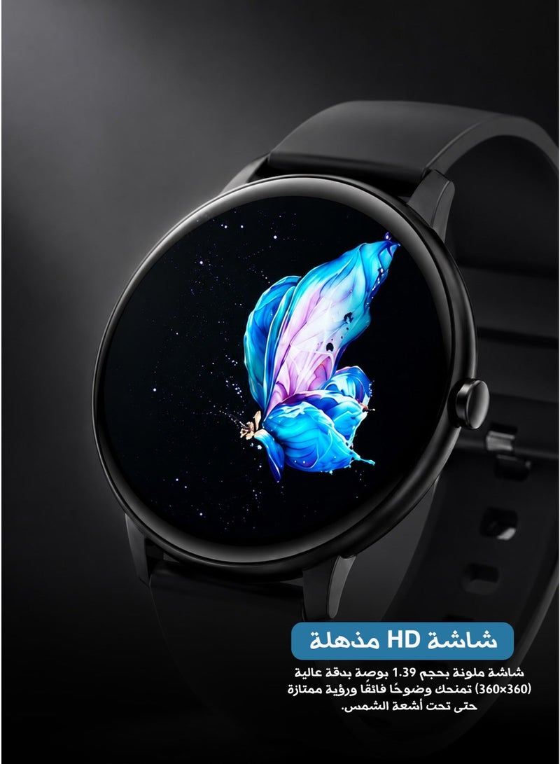 AOLON GTR Mini Smartwatch, Health & Calls, 115 Modes, Full Touchscreen, Smart Sports Watch - Black - Image 3