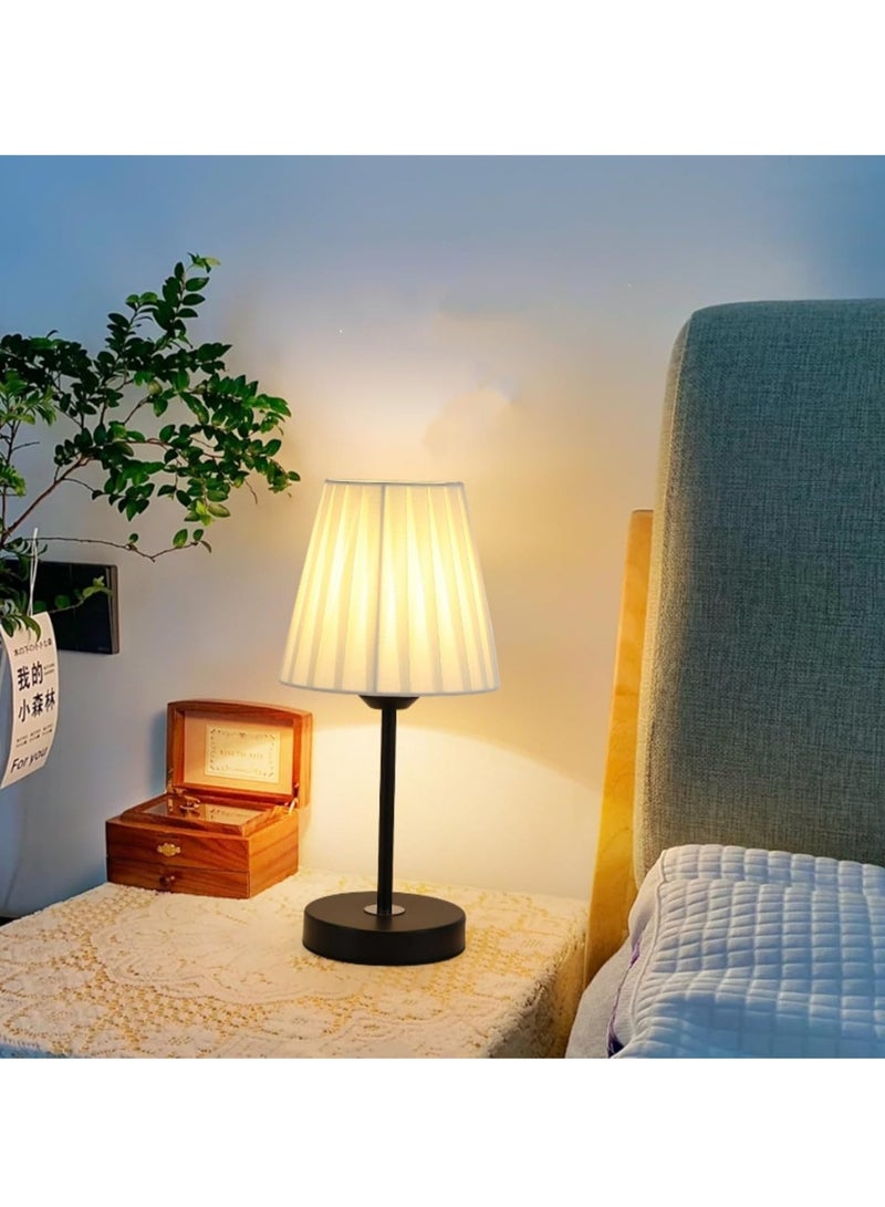 Table Lamp For Bedroom, Bedside Lamps For Nightstand, Minimalist Night Stand Light Lamp With Fabric Shade, Desk Reading Lamp For Kids Room Living Room Office Dorm - Image 4