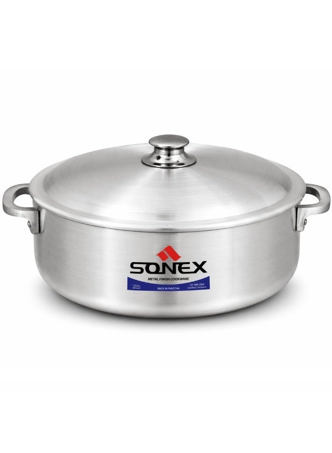 SONEX سونكس إمبريال كاليرو، 26 سم (5 لتر) – وعاء ألومنيوم ضحل ممتاز، مقبض متين مثبت، توزيع حراري ممتاز، آمن في غسالة الصحون، مثالي للأرز، اليخنات، الطهي البطيء، والكسكسي. - Image 1