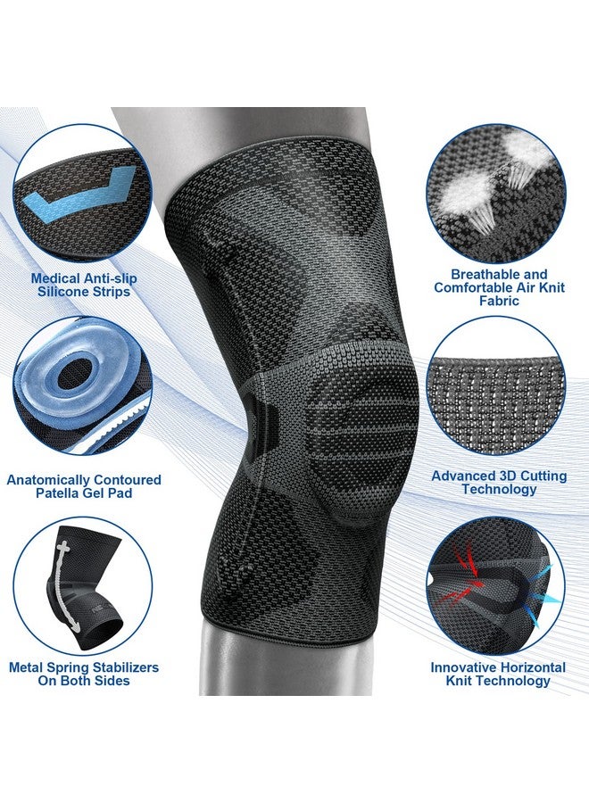 NEENCA Professional Knee Brace for Pain Relief, Medical Knee Compression Sleeve, Knee Support with Horizontal Knit Tech for Meniscus Tear, ACL, Arthritis, Joint Pain, Runner, Workout- FSA/HSA APPROVED - Image 2