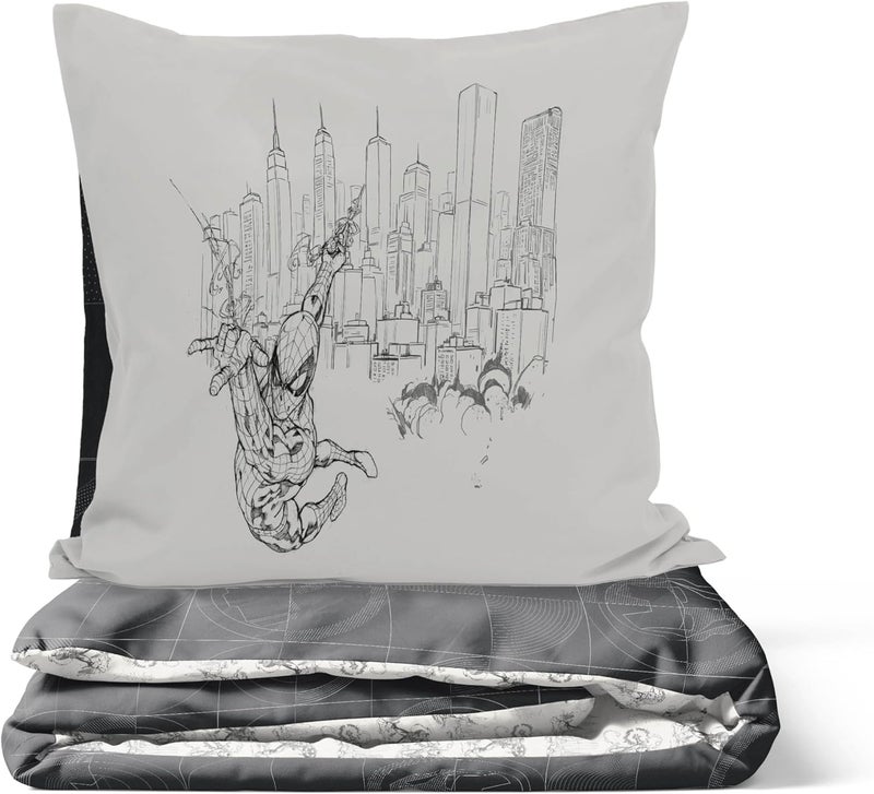 Jay Franco Kids Marvel Spiderman Bedding Set – Super Soft Bedding with Pillowcase, COVER ONLY, Duvet Not Included, Black, 2-Piece, Single Bed Ready varied options - Image 5